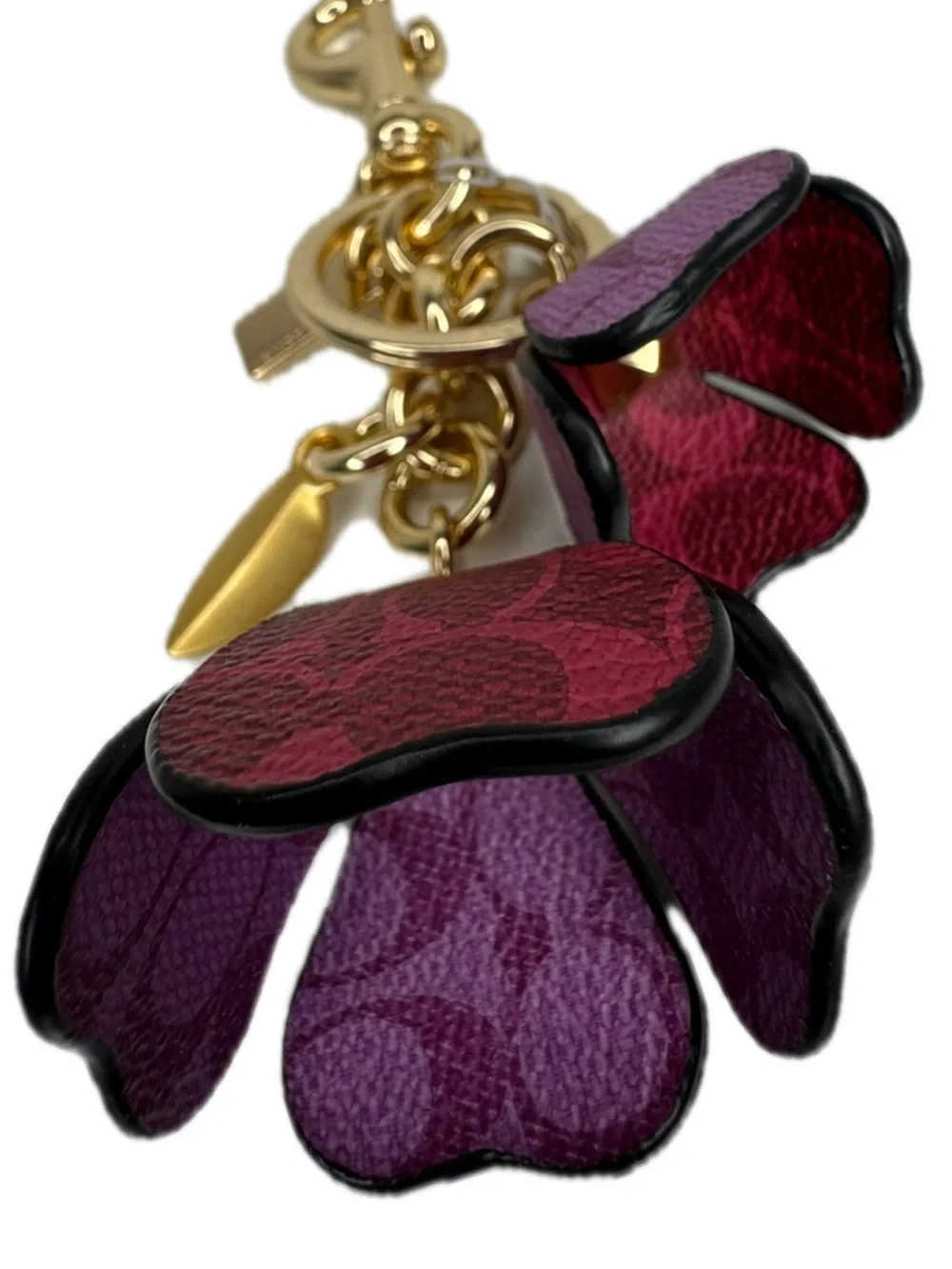Coach Signature C Pink And Purple Gold Fob Charm Keychain NWT - Picture 3 of 14